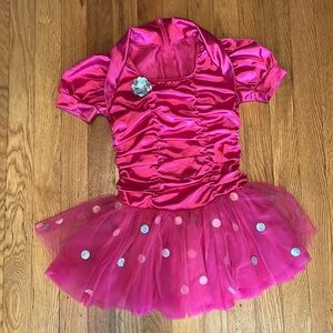 Weissman pink satin - silver polka dot dance costume Style 6337 - Size MC